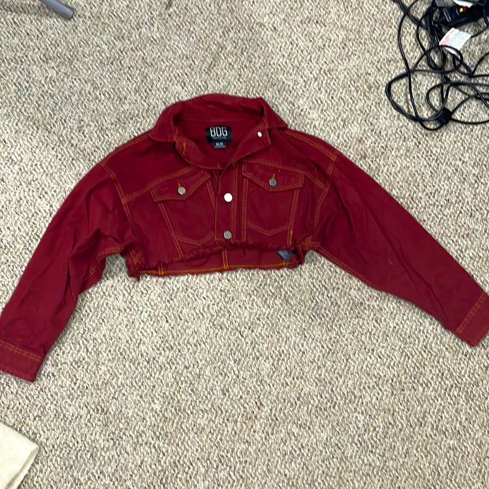 BDG cropped rust/red denim jacket